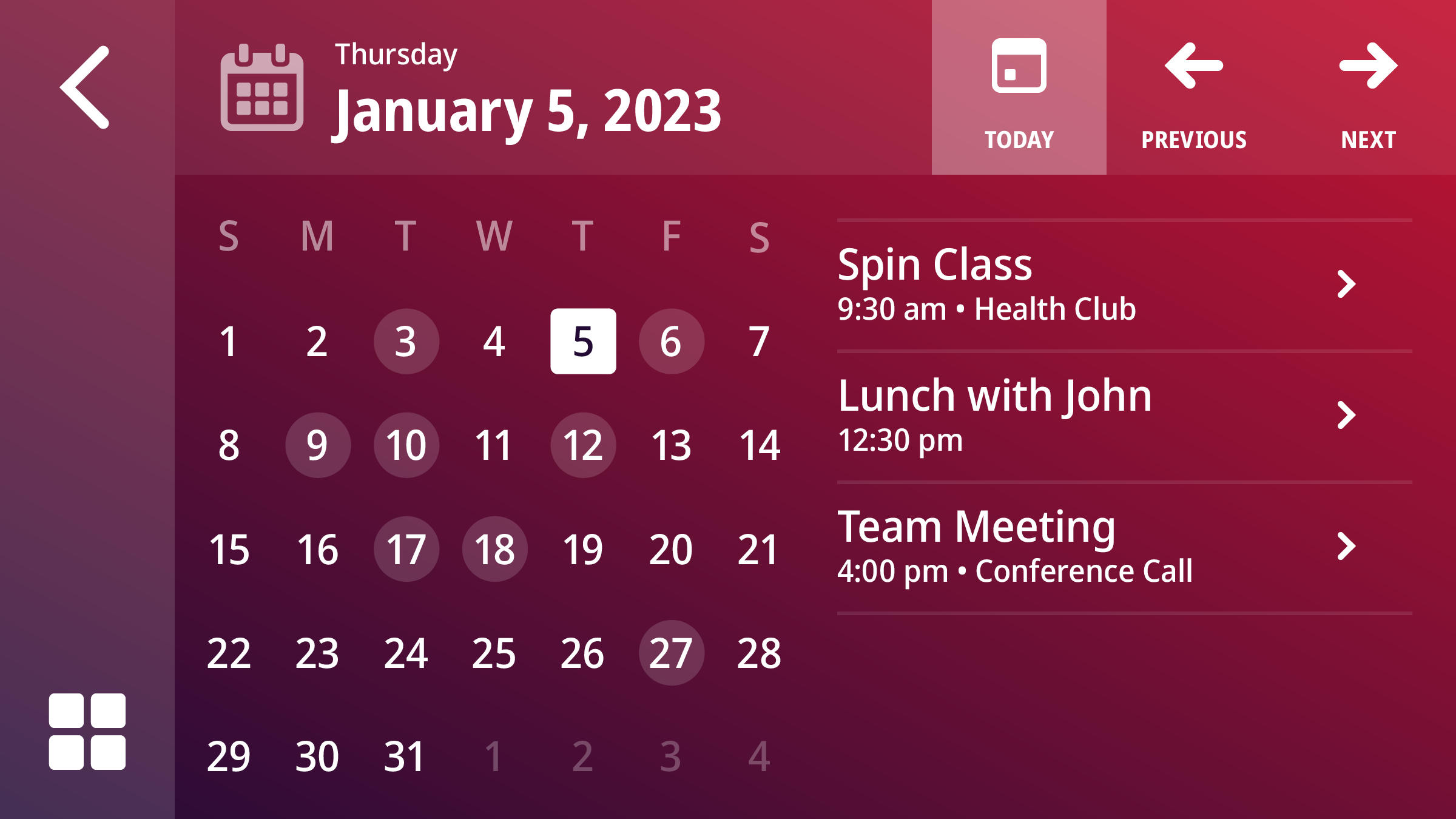 WebLink – Calendar